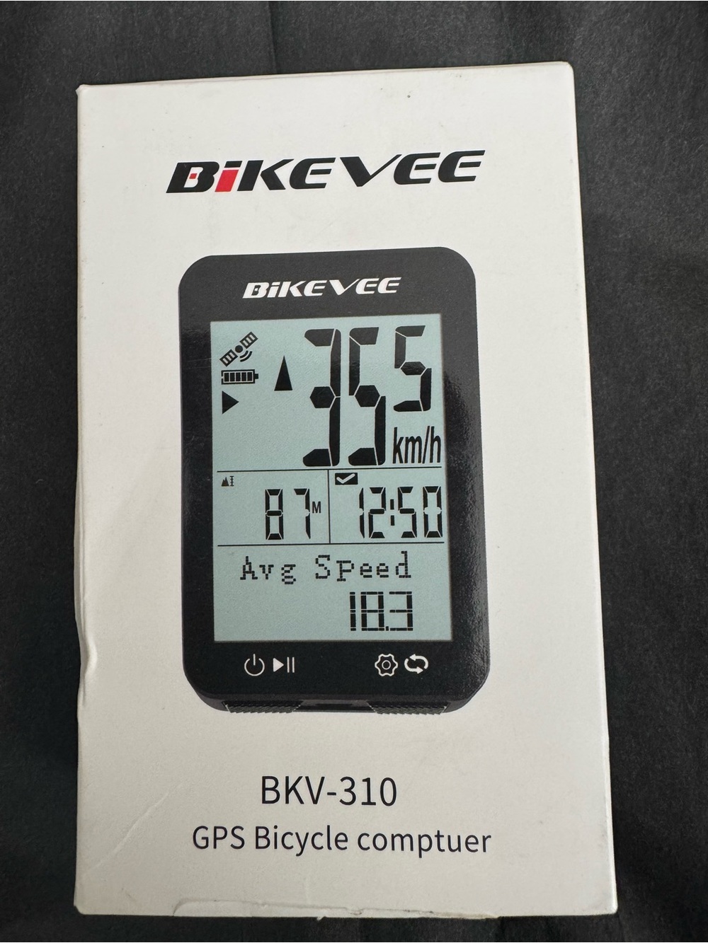 BikeVee BKV-310 GPS Bicycle Computer - White/Black